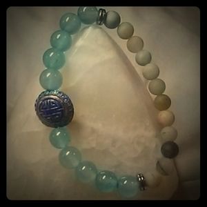 Cloisonné Aquamarine & Amazonite Healing Bracelet